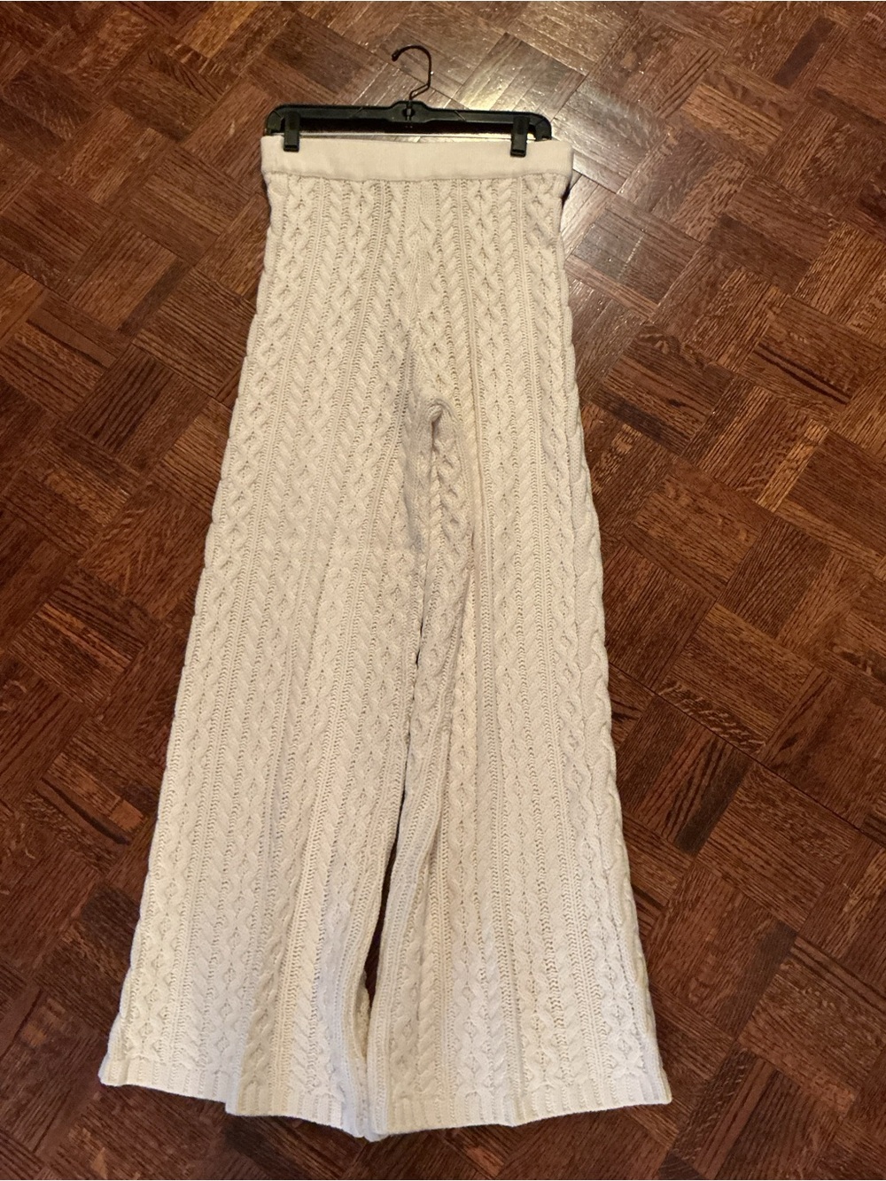 525 America Cream Cable-Knit Wide Leg Pants